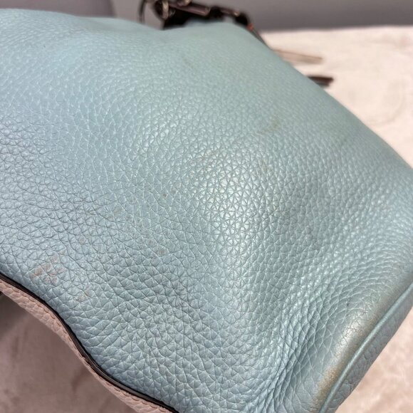 Coach Duffle 20 Colorblock Pebbled Leather Bucket Bag Blue Cream Crossbody 29260 - Picture 5 of 12